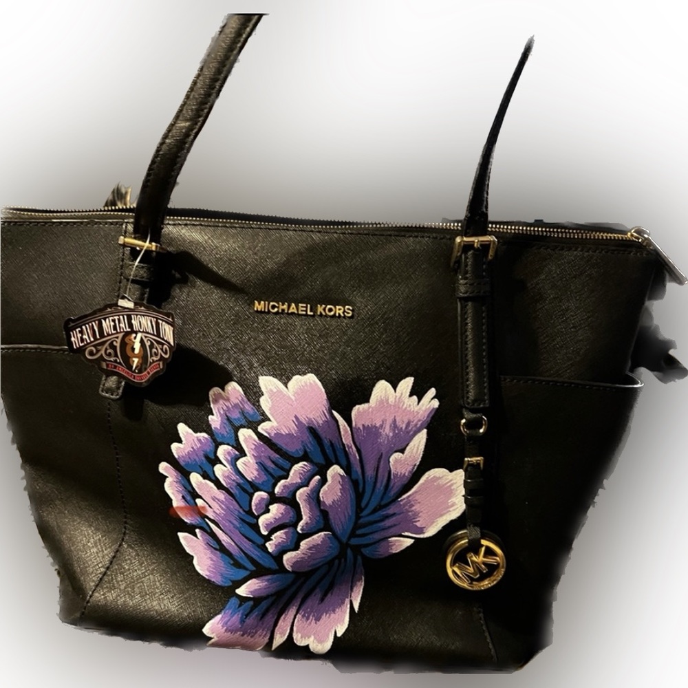 One of a Kind! Michael Kors Tote with custom flower detail